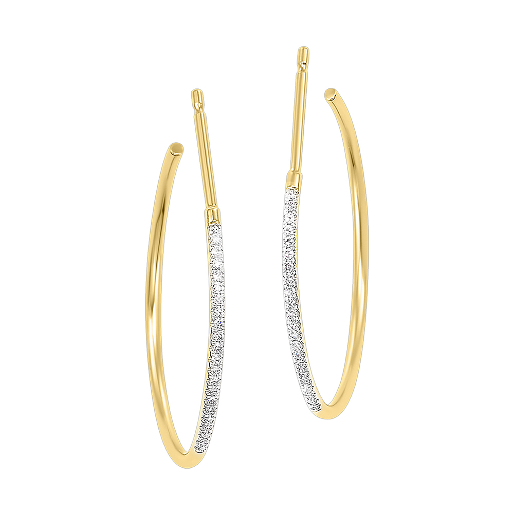 14K YG 1/7 ct. tw. Diamond Hoop Earring