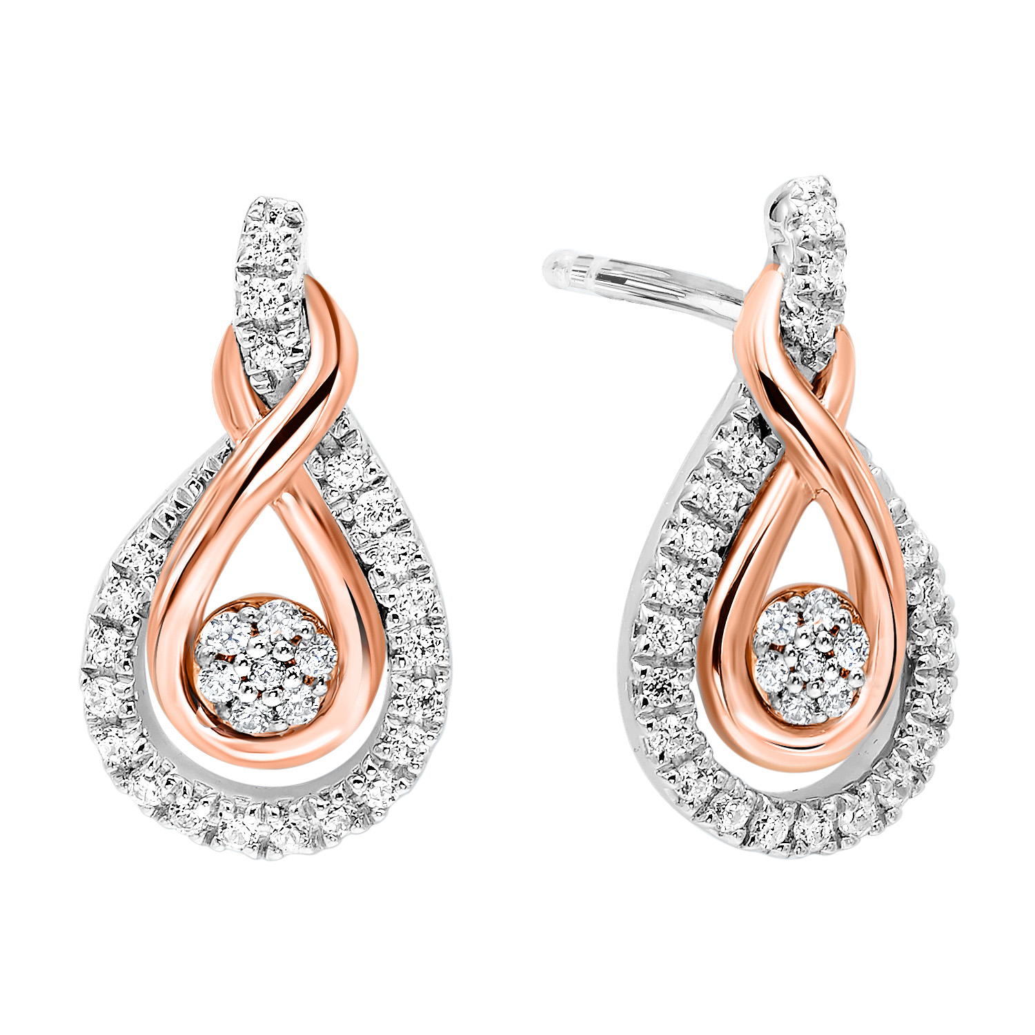 Silver RG 1/5 ct. tw. Diamond Mixed Metal Infinity Earring