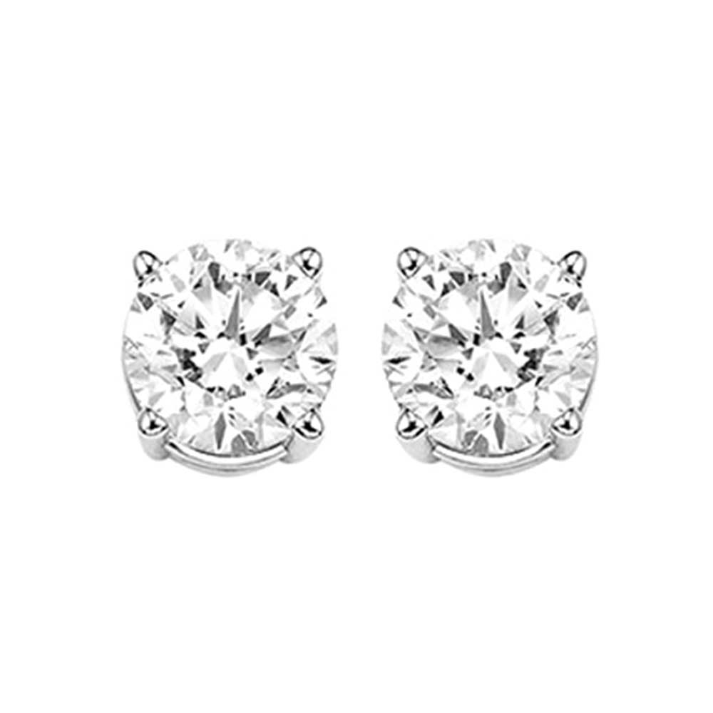 14K WG 1/2 ct. tw. Diamond Four Prong Solitaire Stud Earring