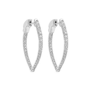 14K WG 1 ct. tw. Diamond Inside Out Graduating Hoop Earring