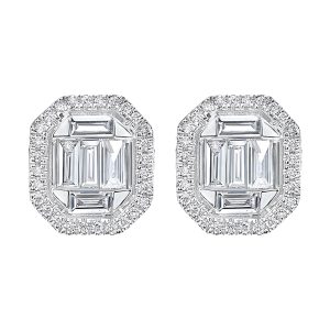 14K WG 3/4 ct. tw. Diamond Halo Composite Stud Earring