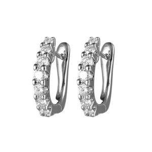 14K WG 3/4 ct. tw. Diamond Seven Stone Hoop Earring