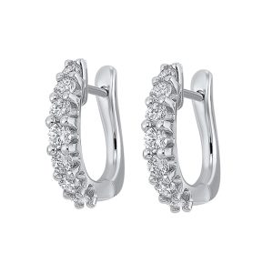14K WG 1 1/2 ct. tw. Diamond Seven Stone Hoop Earring