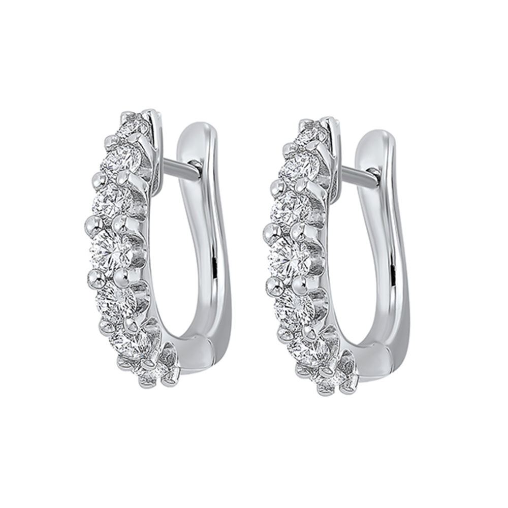 14K WG 1 1/2 ct. tw. Diamond Seven Stone Hoop Earring