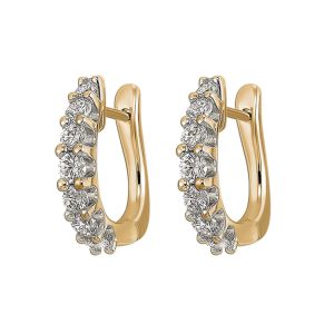 14K YG 1 1/2 ct. tw. Diamond Seven Stone Hoop Earring