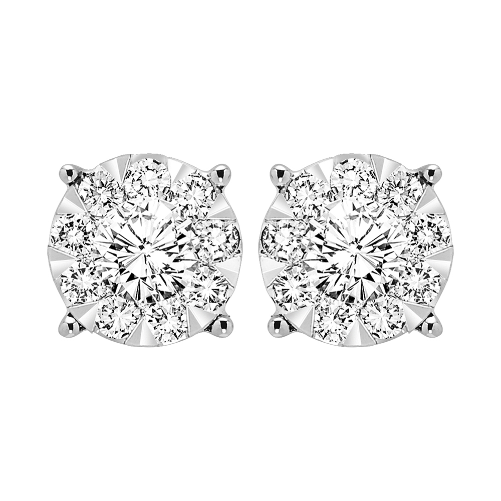 14K WG 1/4 ct. tw. Diamond Composite Stud Earring
