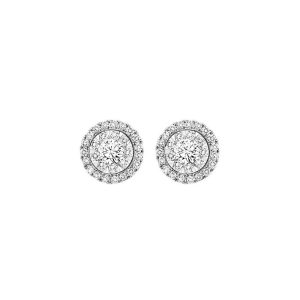 14K WG 1/2 ct. tw. Diamond Halo Composite Stud Earring
