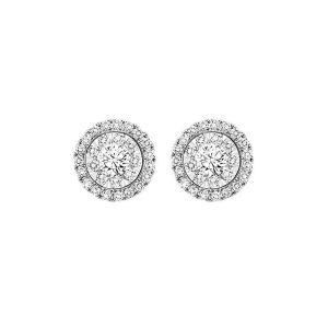 14K WG 3/4 ct. tw. Diamond Halo Composite Stud Earring
