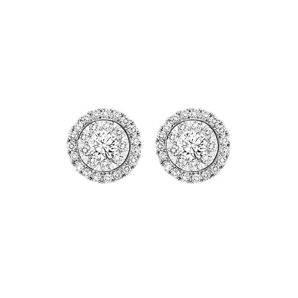 14K WG 3/4 ct. tw. Diamond Halo Composite Stud Earring