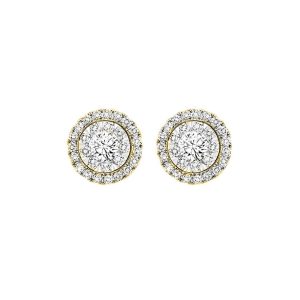 14K YG 3/4 ct. tw. Diamond Halo Composite Stud Earring
