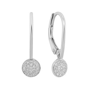 14K WG 1/10 ct. tw. Diamond Pave Lever Back Drop Earring
