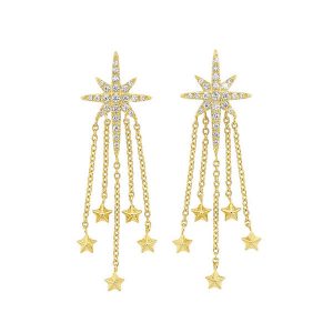 14K YG 1/4 ct. tw. Diamond North Star Dangle Earring