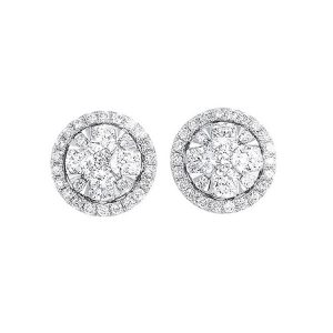 14K WG 1/2 ct. tw. Diamond Halo Composite Stud Earring
