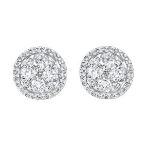 14K WG 3/4 ct. tw. Diamond Halo Composite Stud Earring