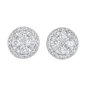 14K WG 1 ct. tw. Diamond Halo Composite Stud Earring