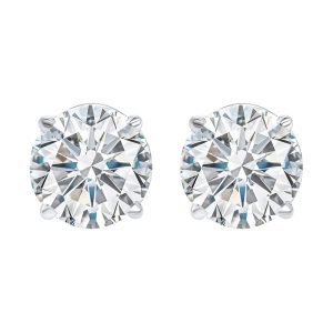 14K WG 1 ct. tw. Diamond Four Prong Solitaire Stud Earring
