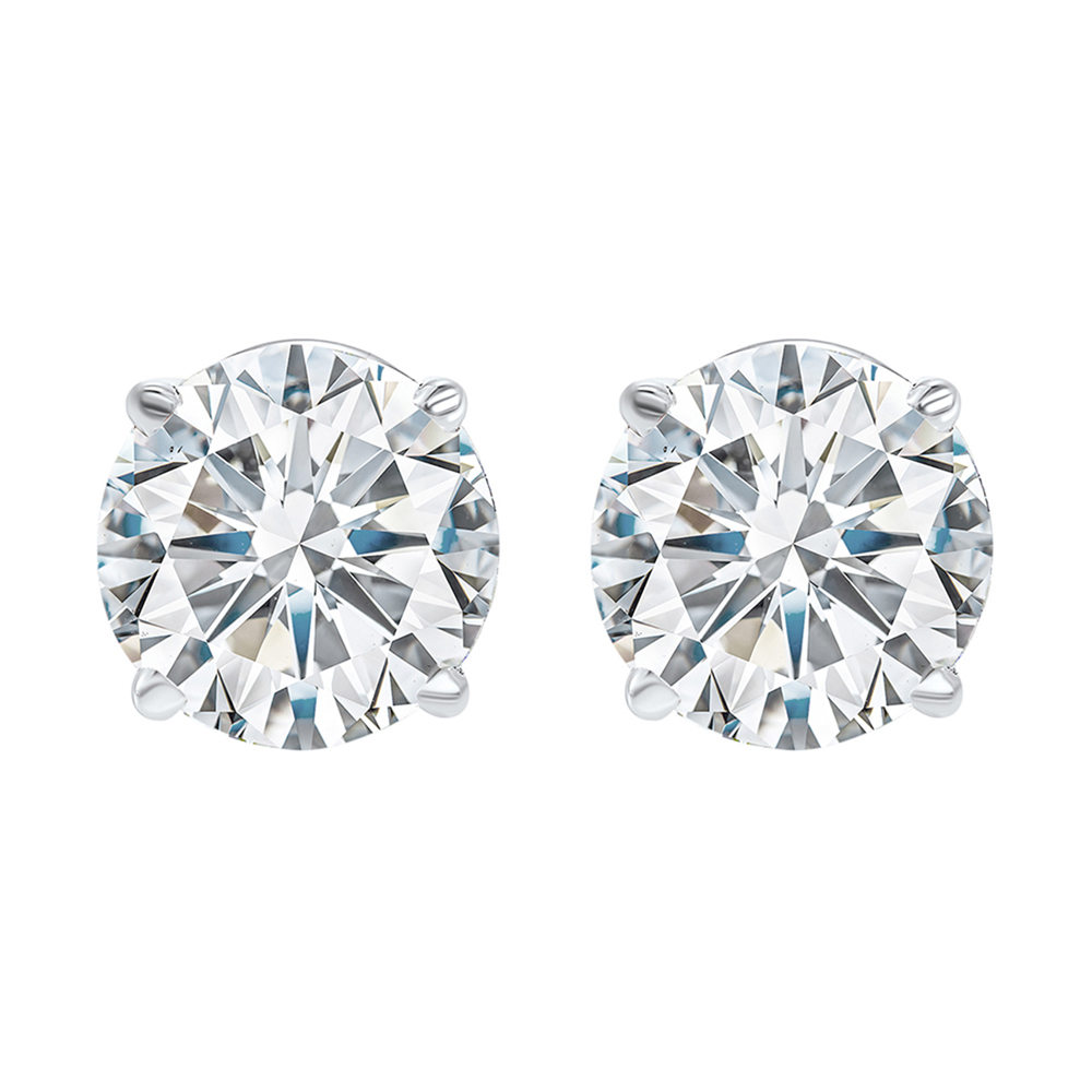 14K WG 1 ct. tw. Diamond Four Prong Solitaire Stud Earring