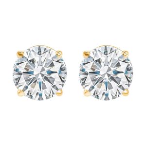 14K YG 1 ct. tw. Diamond Four Prong Solitaire Stud Earring