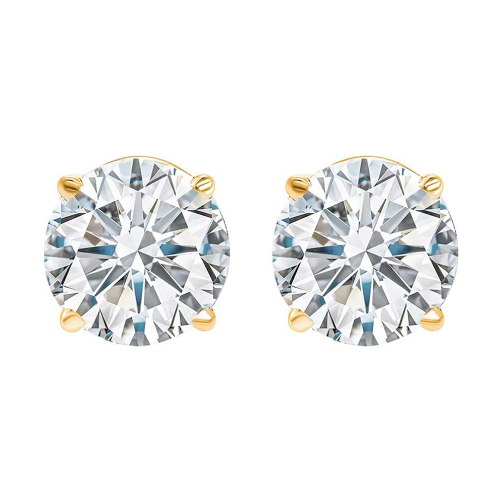 14K YG 1 ct. tw. Diamond Four Prong Solitaire Stud Earring