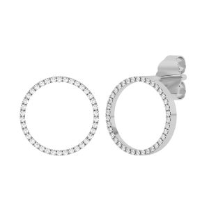 10K WG 1/10 ct. tw. Diamond Circle Stud Earring