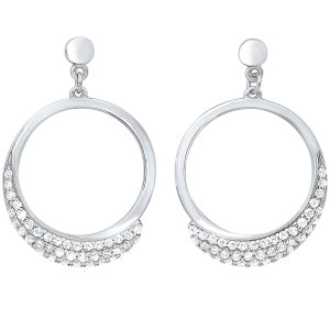 Silver Pave Circle Dangle Earring