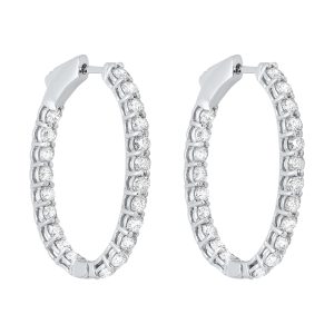 14K WG 3 ct. tw. Diamond Inside Out Hoop Earring