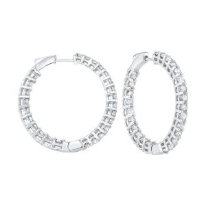 14K WG 5 ct. tw. Diamond Inside Out Hoop Earring