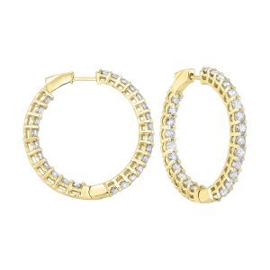 14K YG 5 ct. tw. Diamond Inside Out Hoop Earring