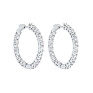 14K WG 7 ct. tw. Diamond Inside Out Hoop Earring