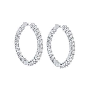 14K WG 10 ct. tw. Diamond Inside Out Hoop Earring