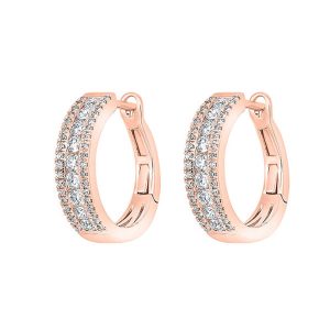 14K RG 3/4 ct. tw. Diamond Three Row Hoop Earring