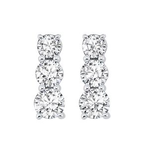 Silver 1/3 ct. tw. Diamond Three Stone Stud Earring