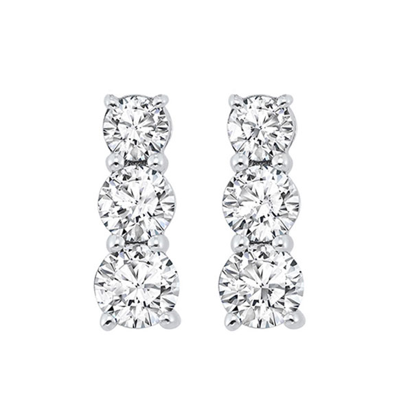 Silver 1/3 ct. tw. Diamond Three Stone Stud Earring