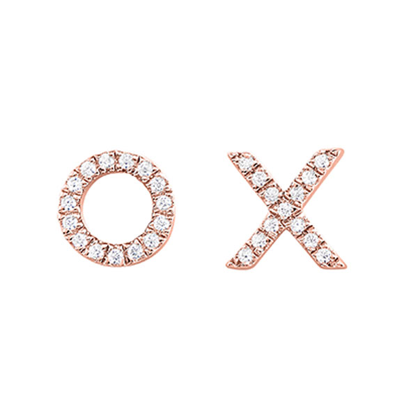 10K RG 1/15 ct. tw. Diamond XO Stud Earring