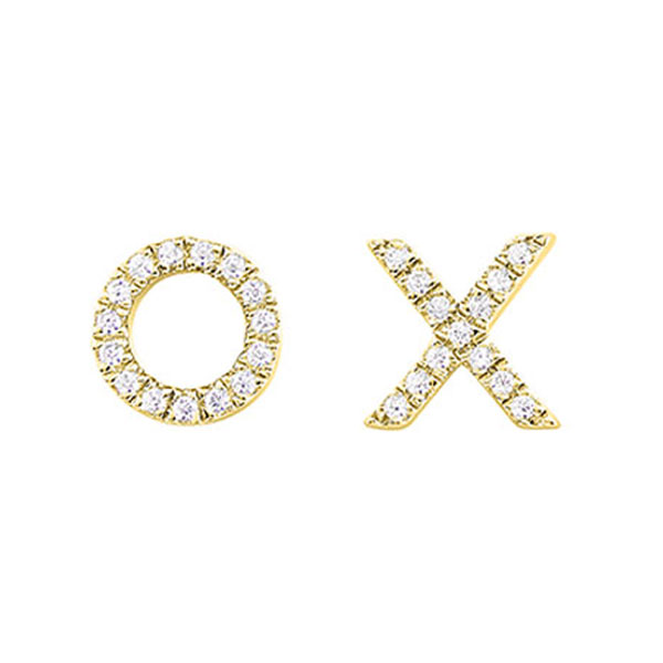10K YG 1/15 ct. tw. Diamond XO Stud Earring