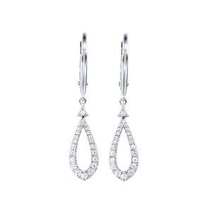 14K WG 1/3 ct. tw. Diamond Drop Dangle Lever Back Earring
