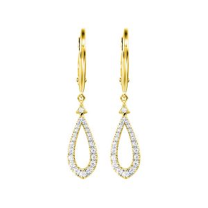 14K YG 1/3 ct. tw. Diamond Drop Dangle Lever Back Earring