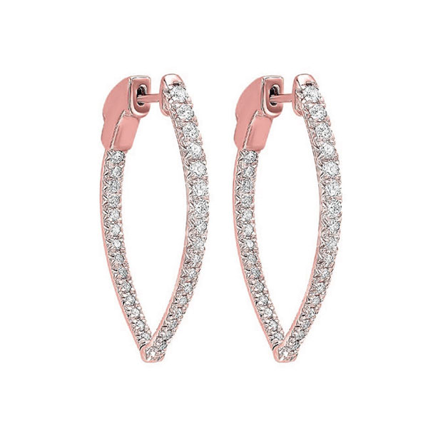 14K RG 1/2 ct. tw. Diamond Inside Out Graduating Hoop Earring