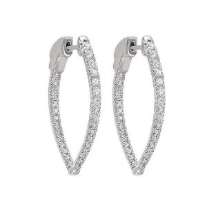 14K WG 1/2 ct. tw. Diamond Inside Out Graduating Hoop Earring