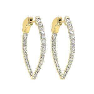 14K YG 1/2 ct. tw. Diamond Inside Out Graduating Hoop Earring