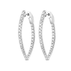 14K WG 1 1/2 ct. tw. Diamond Inside Out Graduating Hoop Earring