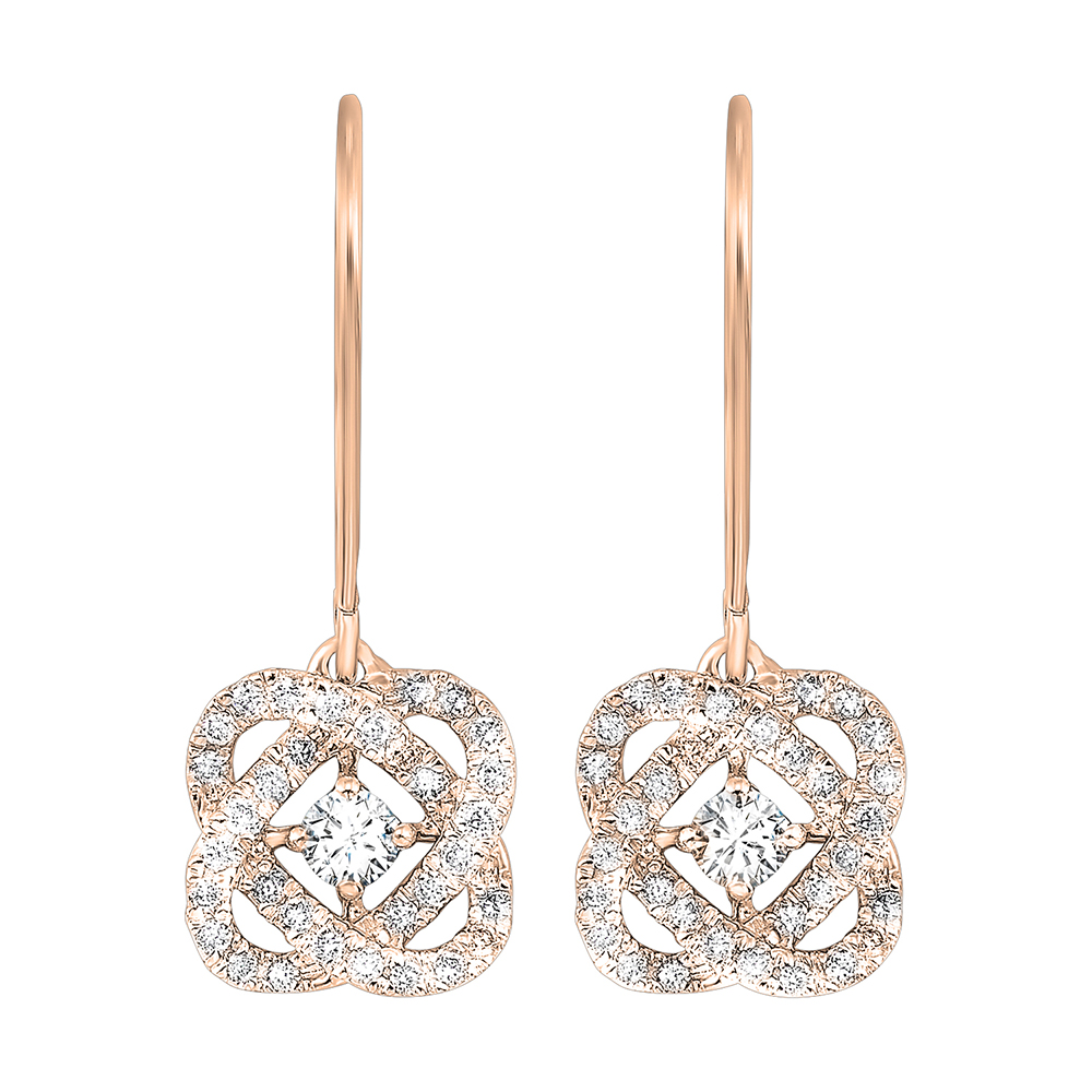 14K RG 3/4 ct. tw. Diamond Dangle Interlink Earring