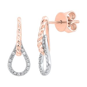 14K WRG 1/10 ct. tw. Diamond Interlink Rope Stud Earring