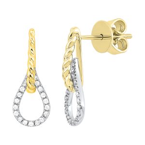 14K WYG 1/10 ct. tw. Diamond Interlink Rope Stud Earring