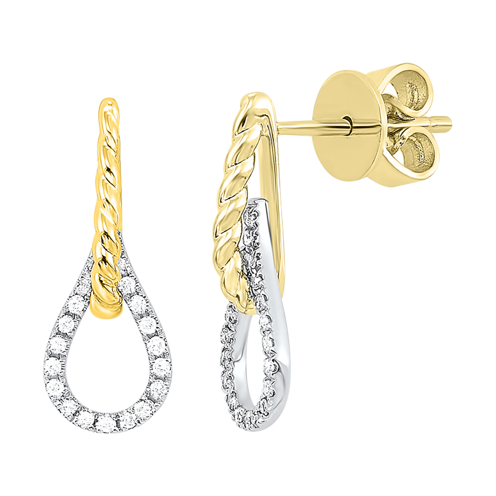 14K WYG 1/10 ct. tw. Diamond Interlink Rope Stud Earring
