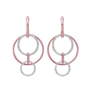 14K RG 1/2 ct. tw. Diamond Interlink Circle Dangle Earring
