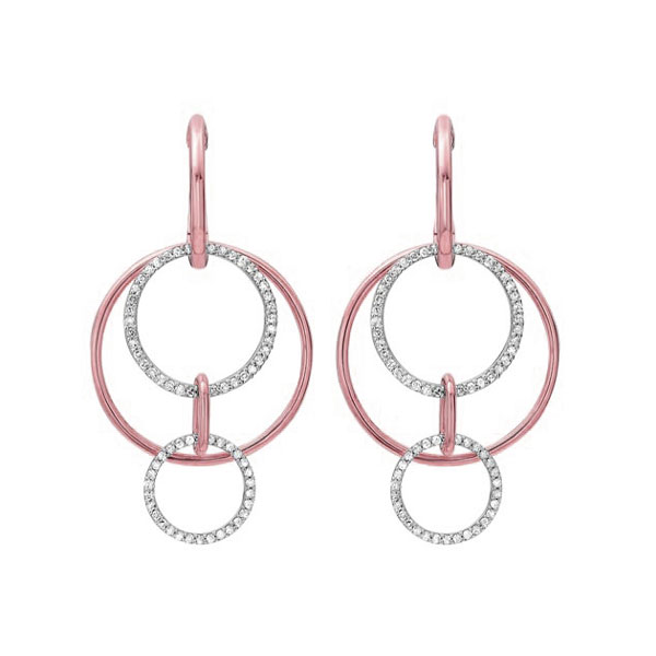 14K RG 1/2 ct. tw. Diamond Interlink Circle Dangle Earring