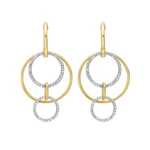 14K YG 1/2 ct. tw. Diamond Interlink Circle Dangle Earring
