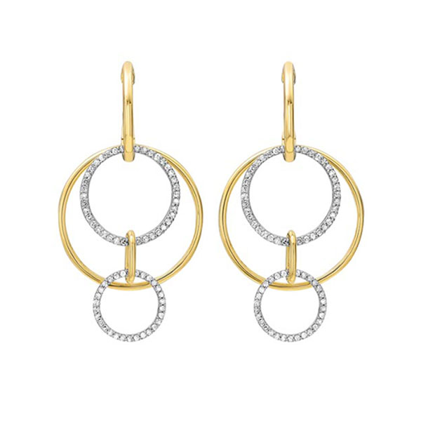 14K YG 1/2 ct. tw. Diamond Interlink Circle Dangle Earring