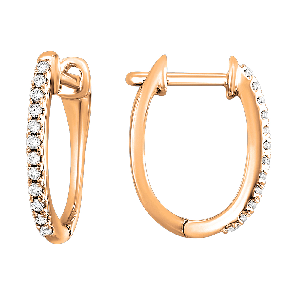 10K RG 1/10 ct. tw. Diamond Hoop Earring